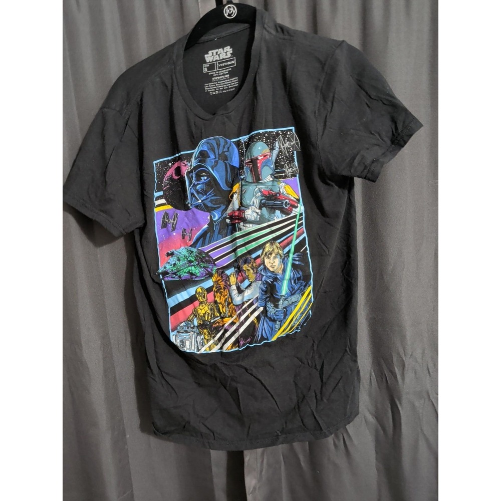 Star Wars Mens S Black Darth Vader Boba Fett Graphic T Shirt Luke Skywalker Tee